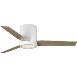 Progress Lighting Braden Collection 44-Inch Reversible White/Natural Cherry 3-Blade Matte White LED Mid-Century Modern Indoor Hugger Ceiling Fan(White)
