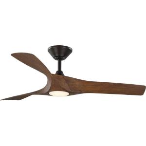 Progress Lighting Ryne Collection 52-Inch 3-Blade Woodgrain LED DC Motor Transitional Indoor/Outdoor Ceiling Fan, Brown(Brown)