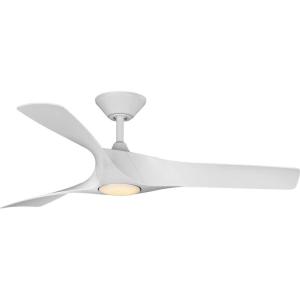 Progress Lighting Ryne Collection 52-Inch 3-Blade Woodgrain LED DC Motor Transitional Indoor/Outdoor Ceiling Fan, Brown(White)