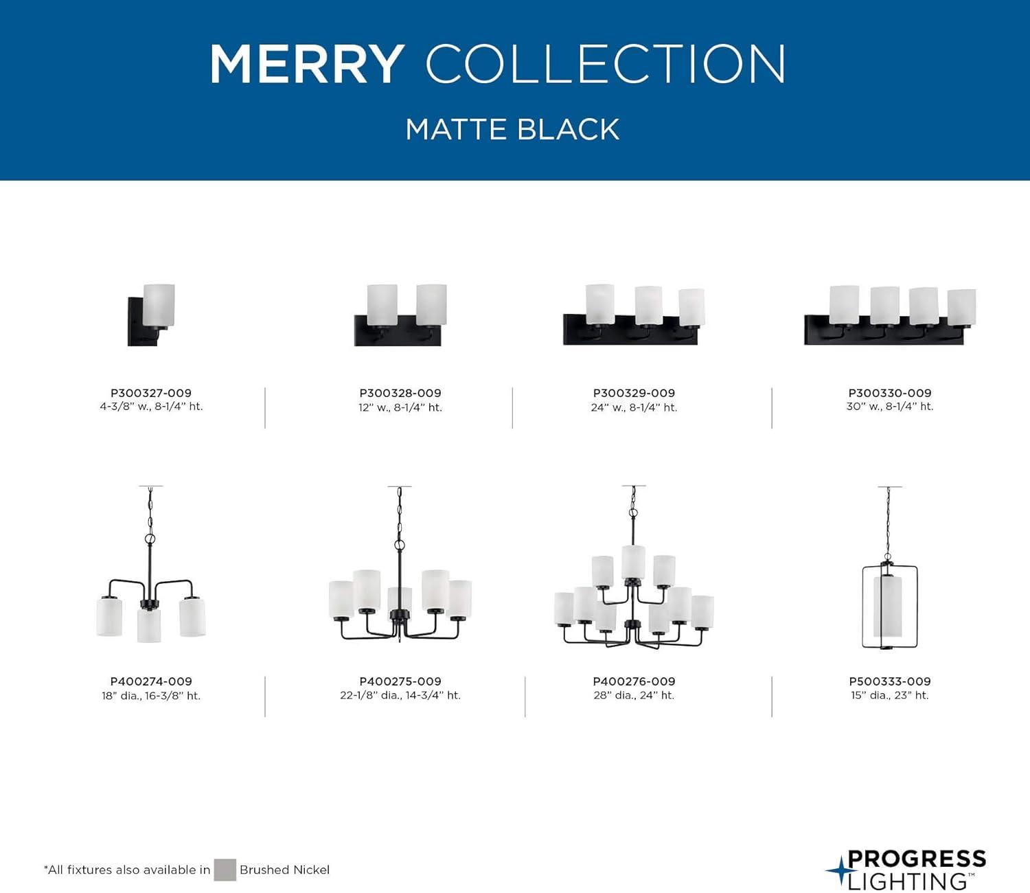 image:imageProgress Lighting Merry Collection 3Light Etched Glass Matte Black Transitional Bath Vanity Light
