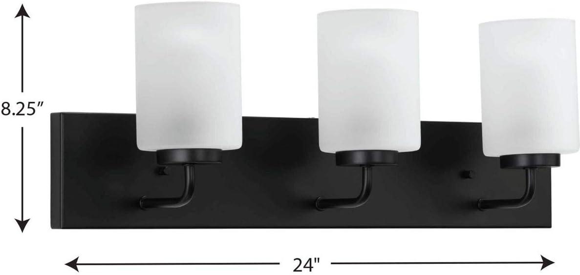 image:imageProgress Lighting Merry Collection 3Light Etched Glass Matte Black Transitional Bath Vanity Light