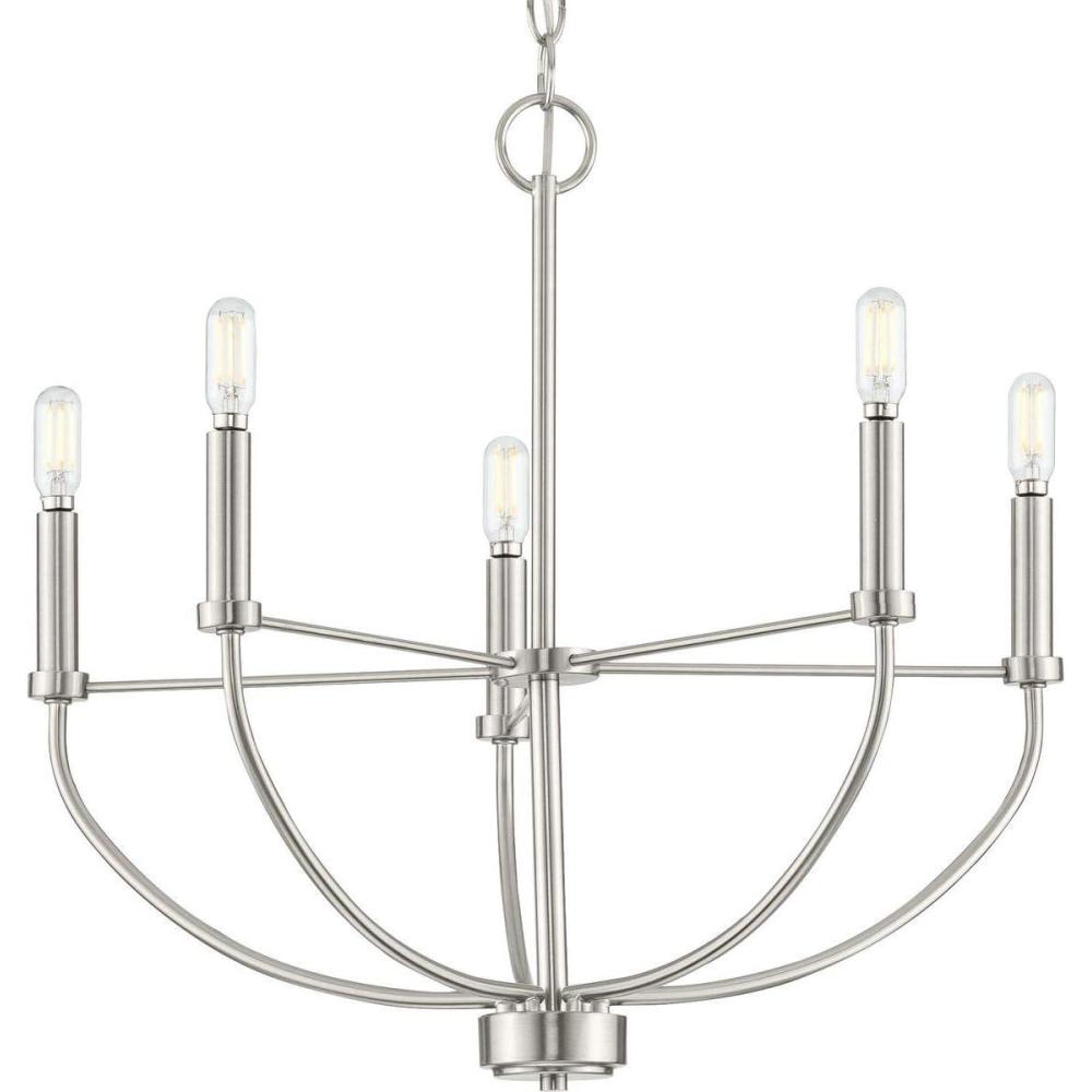 image:imageProgress Lighting Leyden Collection 5Light Matte Black Farmhouse Chandelier Light 2000x2238x2238Brushed Nickel