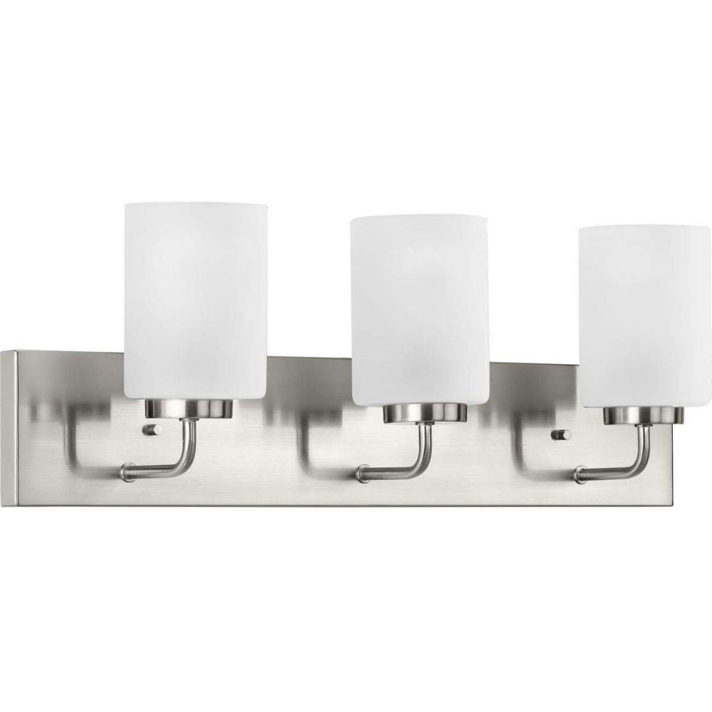 image:imageProgress Lighting Merry Collection 3Light Etched Glass Brushed Nickel Transitional Bath Vanity LightNickel