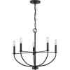 Progress Lighting Leyden Collection 5-Light Matte Black Farmhouse Chandelier Light, 20.00×22.38×22.38(Matte Black)