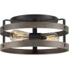 Progress Lighting Gulliver Collection 2-Light Whitewashed Farmhouse Flush Mount Ceiling Light, Galvanized, 6.50×14.37×14.37(Gray)