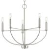 Progress Lighting Leyden Collection 5-Light Matte Black Farmhouse Chandelier Light, 20.00×22.38×22.38(Brushed Nickel)
