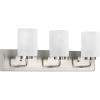 Progress Lighting Merry Collection 3-Light Etched Glass Brushed Nickel Transitional Bath Vanity Light(Nickel)