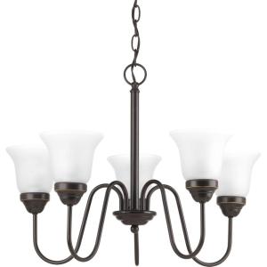 Progress Lighting Classic Collection 5-Light Etched Glass Traditional Chandelier Light Brushed Nickel(Antique Bronze)