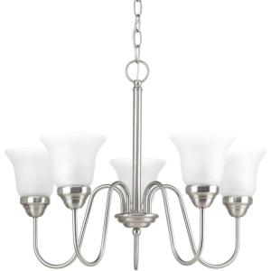 Progress Lighting Classic Collection 5-Light Etched Glass Traditional Chandelier Light Brushed Nickel(Nickel)