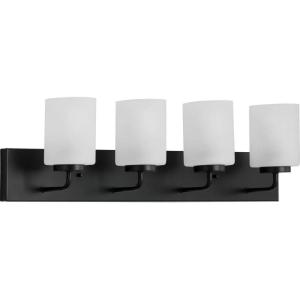 Progress Lighting Merry Collection 3-Light Etched Glass Brushed Nickel Transitional Bath Vanity Light(Black)