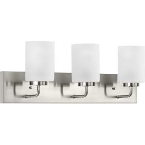 Progress Lighting Merry Collection 3-Light Etched Glass Brushed Nickel Transitional Bath Vanity Light(Nickel)
