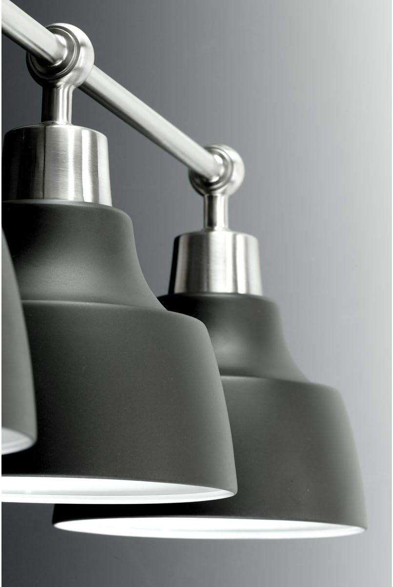 image:imageProgress Lighting Bramlett Collection 3Light White Metal Shade Coastal Bath Vanity Light Polished Chrome 838x2425x2425Nickel