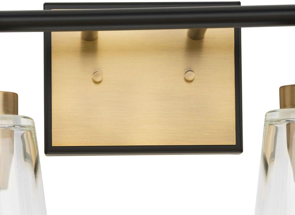 image:imageProgress Lighting Cassell 3387 in 4Light Vintage Brass and Matte Black Vanity Light with Clear Glass Shades for Bathroom