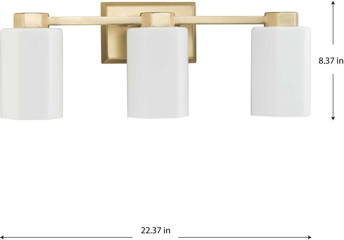 image:imageProgress Lighting Estrada 2237 in ThreeLight Brushed Gold Vanity Light with Opal Glass Shade