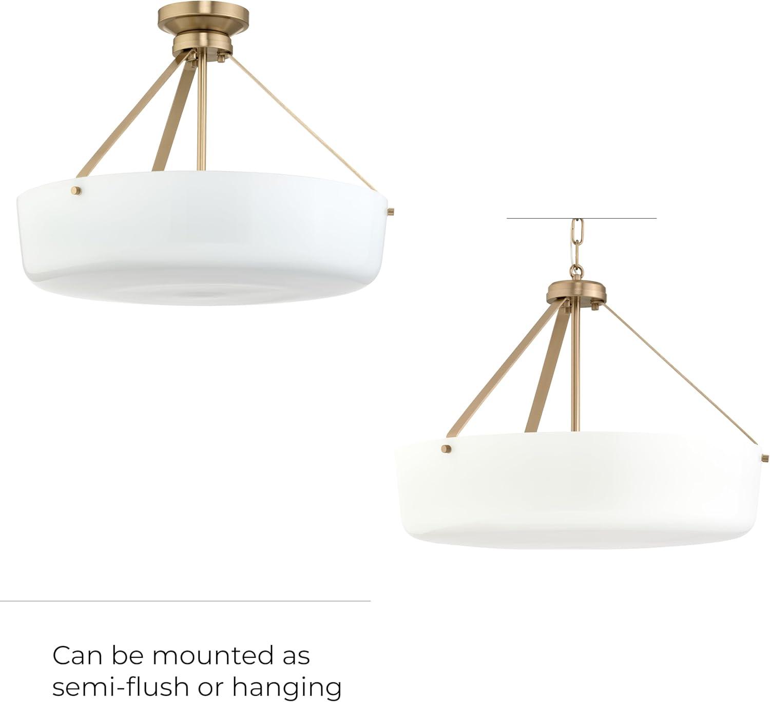 image:imageProgress Lighting Lieon Collection ThreeLight Large SemiFlush Convertible Light with White Glass Shade