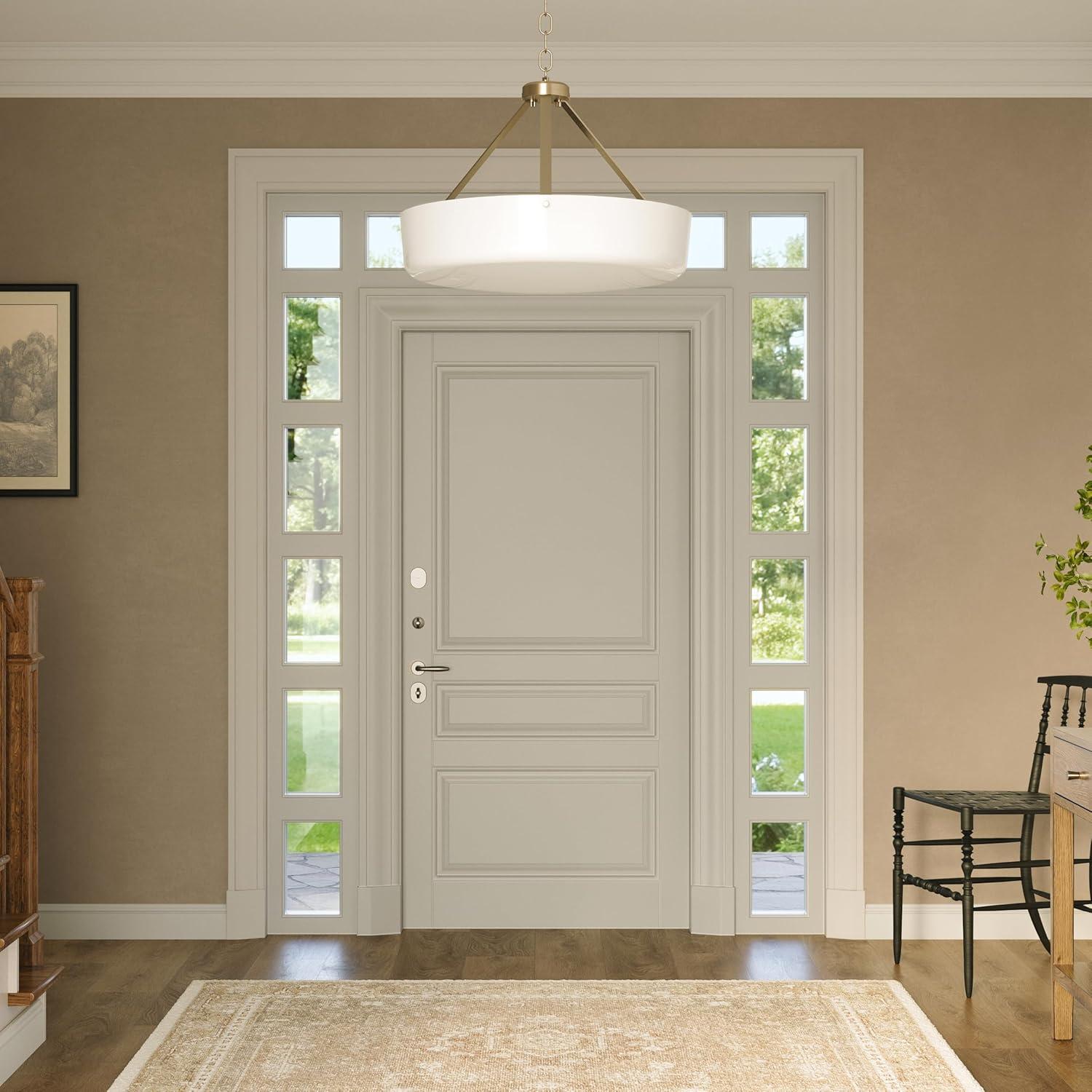 image:imageProgress Lighting Lieon Collection ThreeLight Large SemiFlush Convertible Light with White Glass Shade