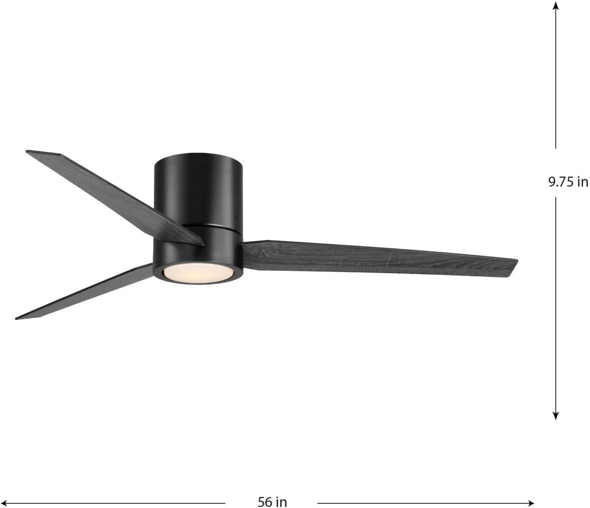 image:imageProgress Lighting P25882830K Braden MidCentury Modern Integrated LED Indoor Ceiling Fan Satin White with Light Kit and White Opal ShadeMatte Black