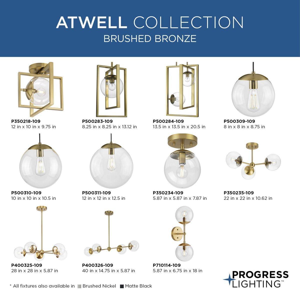 image:imageProgress Lighting P71011431M Atwell Collection 6 in TwoLight Matte Black MidCentury Modern Wall Sconce with Clear Glass ShadeBlack