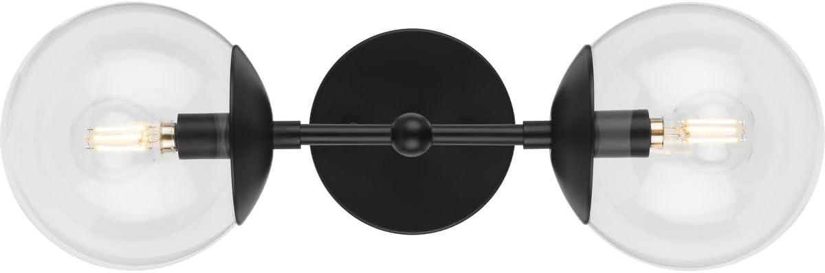 image:imageProgress Lighting P71011431M Atwell Collection 6 in TwoLight Matte Black MidCentury Modern Wall Sconce with Clear Glass ShadeBrushed Bronze