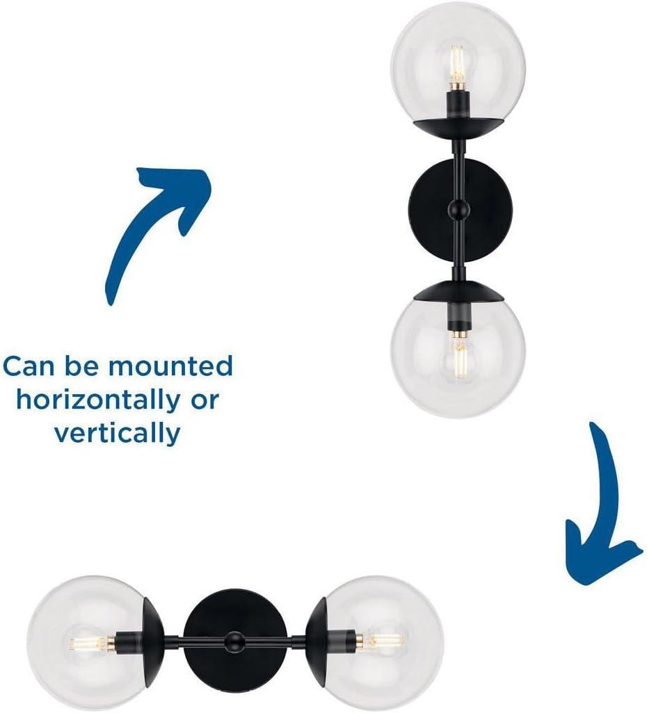 image:imageProgress Lighting P71011431M Atwell Collection 6 in TwoLight Matte Black MidCentury Modern Wall Sconce with Clear Glass ShadeBrushed Bronze