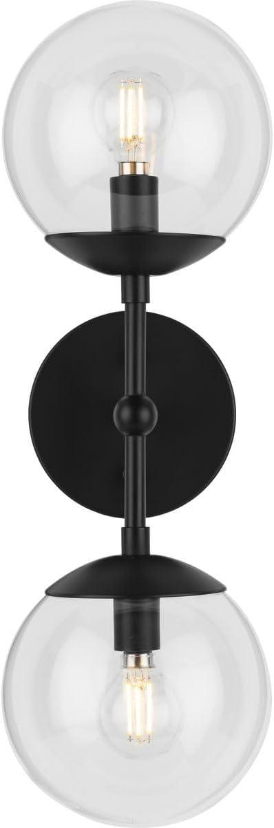 image:imageProgress Lighting P71011431M Atwell Collection 6 in TwoLight Matte Black MidCentury Modern Wall Sconce with Clear Glass ShadeBrushed Bronze