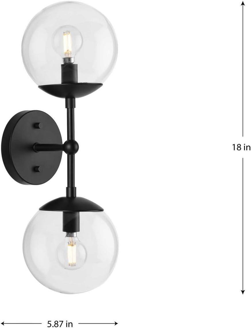 image:imageProgress Lighting P71011431M Atwell Collection 6 in TwoLight Matte Black MidCentury Modern Wall Sconce with Clear Glass ShadeBrushed Bronze