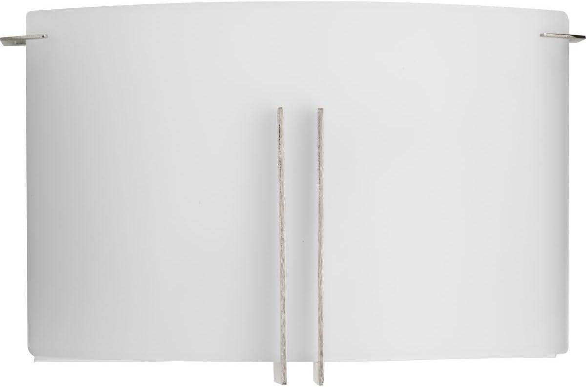 image:imageProgress Lighting P710118009 Modern Glass Sconce 12 in TwoLight Brushed Nickel Wall Sconce with Etched Glass Shade