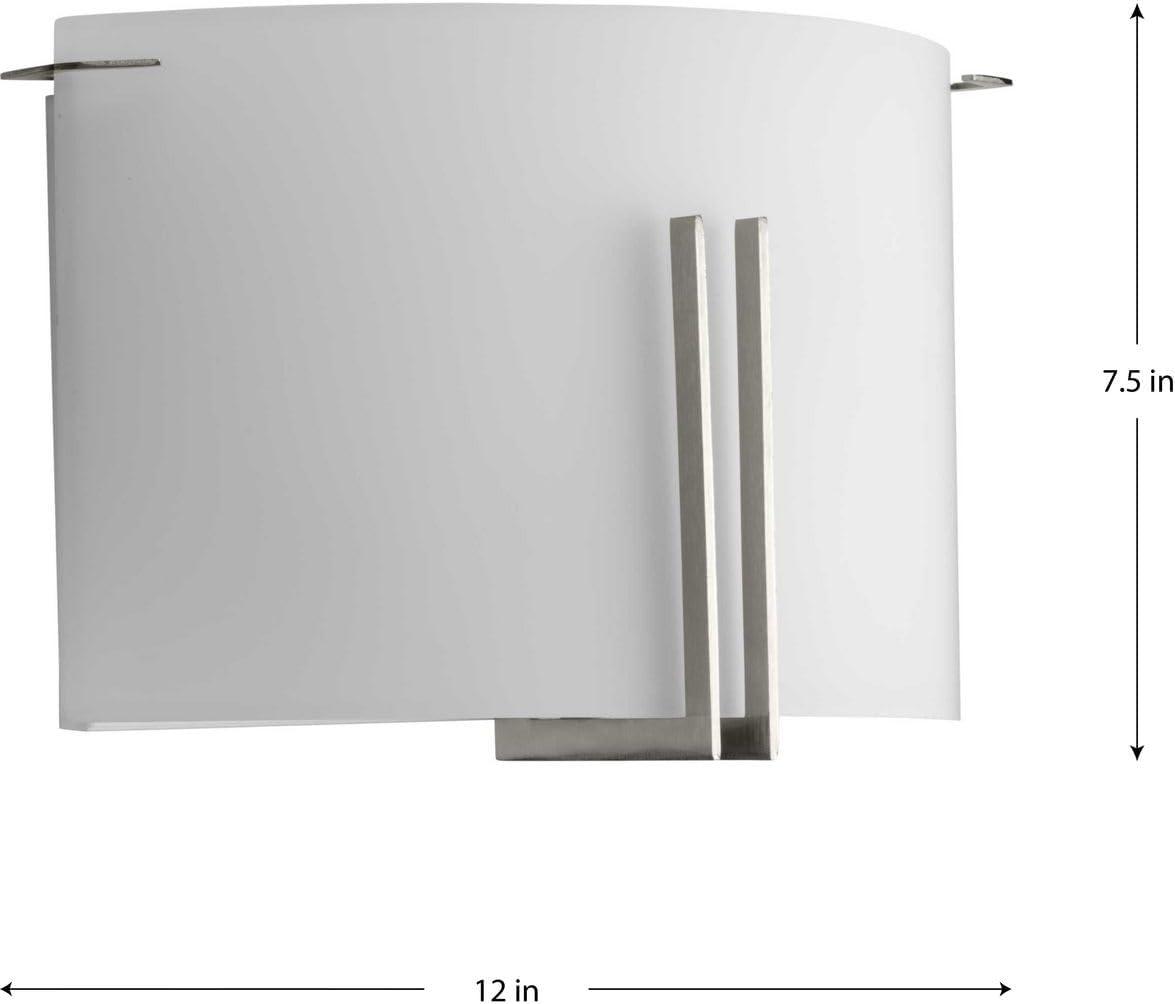 image:imageProgress Lighting P710118009 Modern Glass Sconce 12 in TwoLight Brushed Nickel Wall Sconce with Etched Glass Shade
