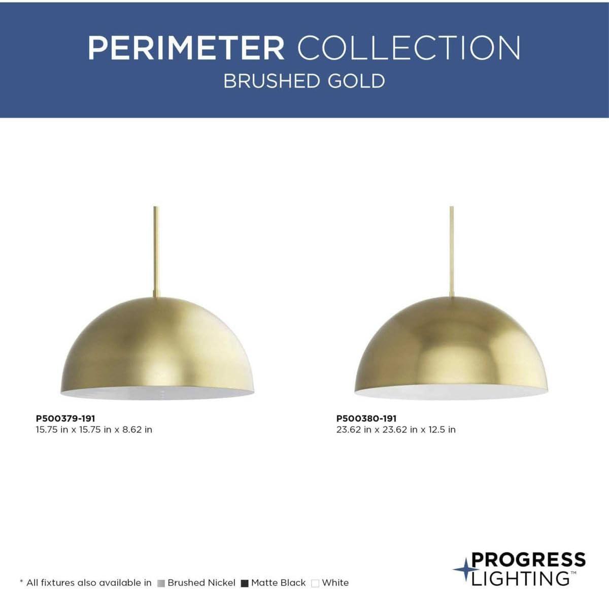 image:imageProgress Lighting Perimeter Collection OneLight Brushed Gold MidCentury Modern Pendant with Metal Shade P500379191Brushed Gold