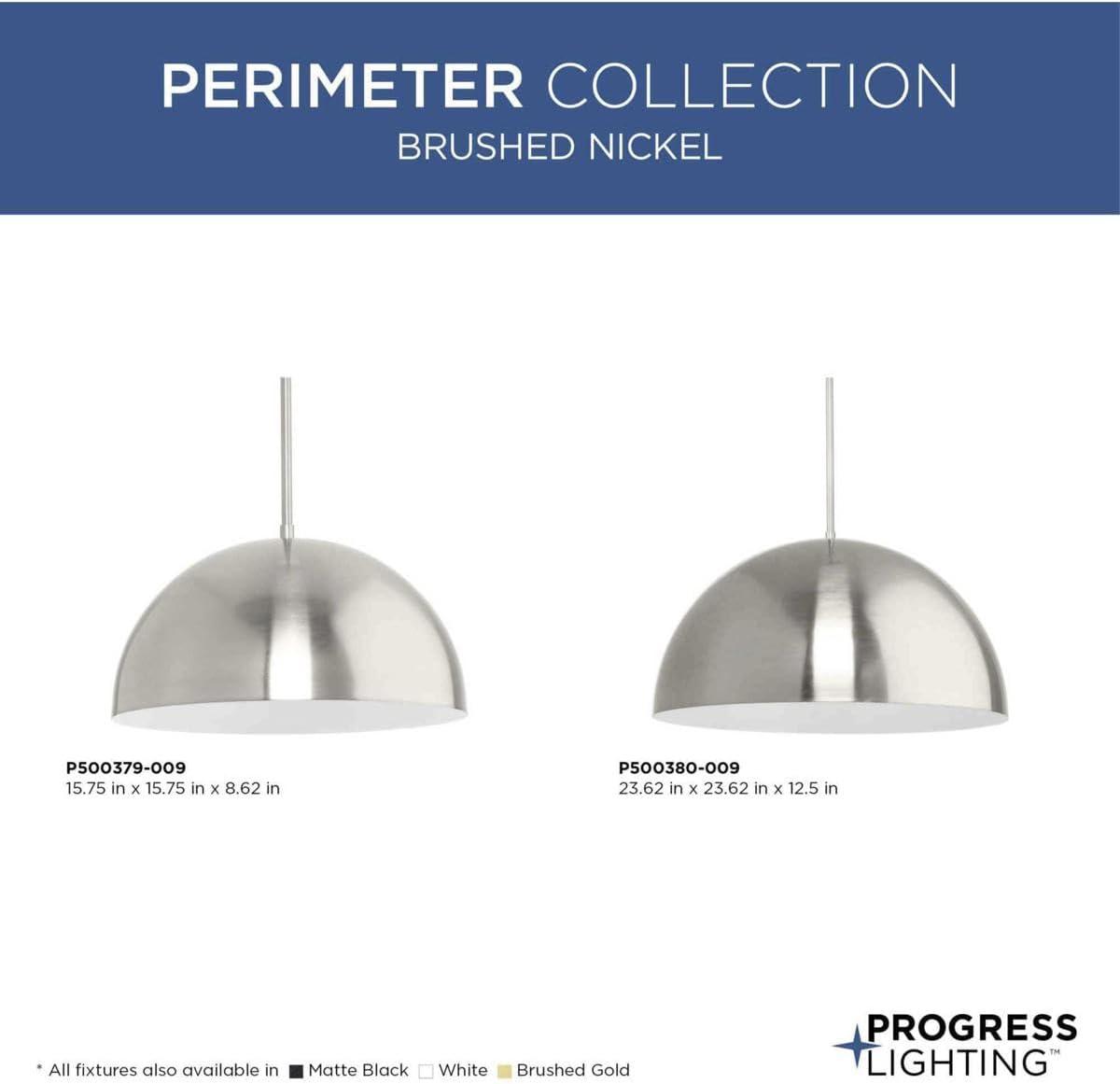 image:imageProgress Lighting Perimeter Collection OneLight Brushed Gold MidCentury Modern Pendant with Metal Shade P500379191Brushed Nickel
