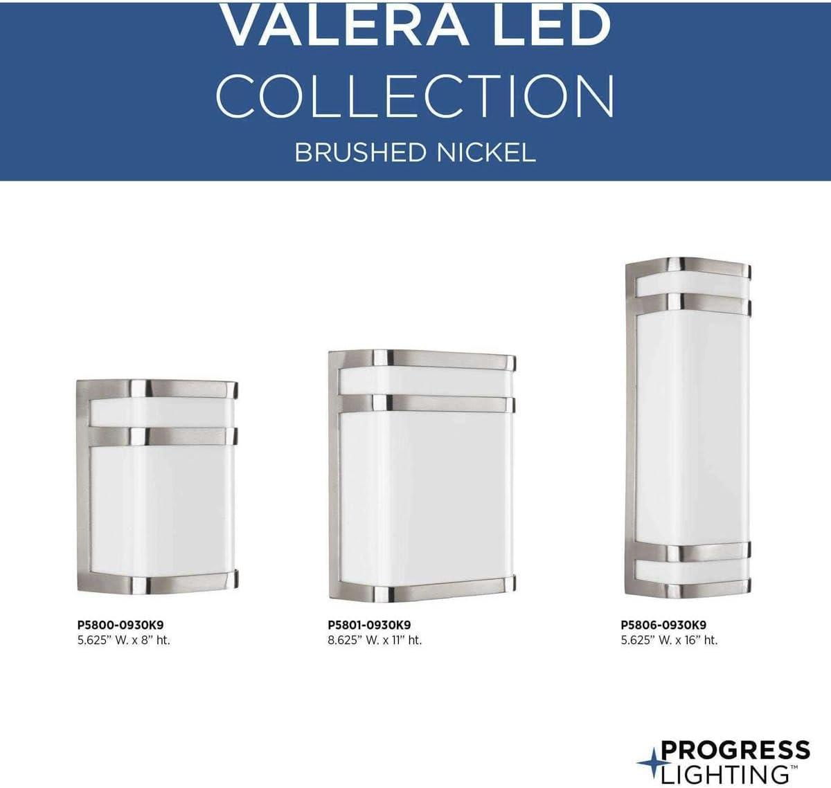 image:imageProgress Lighting Valera LED Collection 1Light Matte White Acrylic Shade Modern Outdoor Medium Wall Lantern Light Brushed NickelNickel