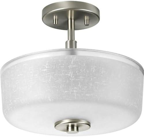 image:imageProgress P285109 Alexa 10875 Inch Height ClosetoCeiling Light 2 Light Bowl Shade Line Voltage Brushed Nickel Finish with White Linen Glass