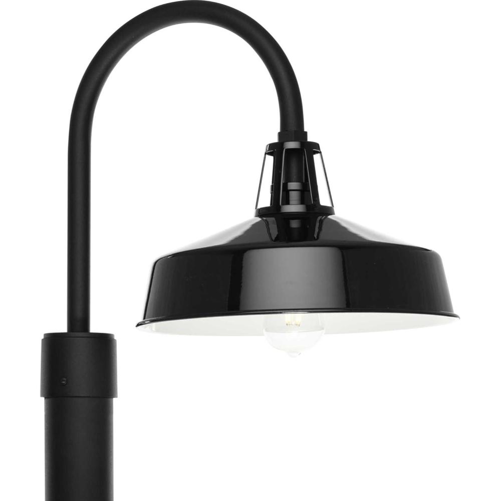 image:imageProgress Lighting Cedar Springs Collection OneLight Gloss Black Metal Shade Farmhouse Outdoor Post Lantern P540103031Gloss Black