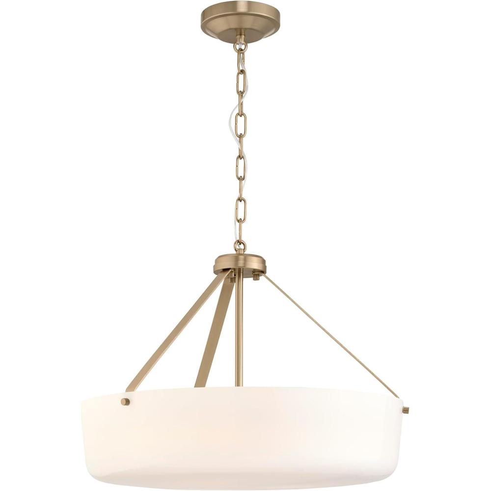 image:imageProgress Lighting Lieon Collection ThreeLight Large SemiFlush Convertible Light with White Glass Shade