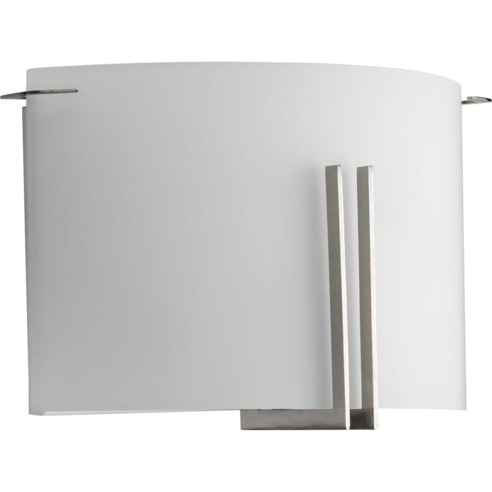 image:imageProgress Lighting P710118009 Modern Glass Sconce 12 in TwoLight Brushed Nickel Wall Sconce with Etched Glass Shade