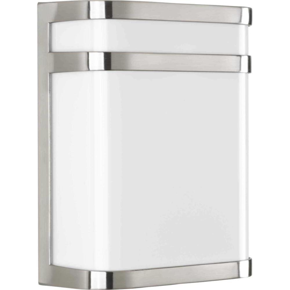 image:imageProgress Lighting Valera LED Collection 1Light Matte White Acrylic Shade Modern Outdoor Medium Wall Lantern Light Brushed NickelNickel