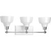 Progress Lighting Bramlett Collection 3-Light White Metal Shade Coastal Bath Vanity Light Polished Chrome, 8.38×24.25×24.25(Chrome)