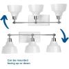 Progress Lighting Bramlett Collection 3-Light White Metal Shade Coastal Bath Vanity Light Polished Chrome, 8.38×24.25×24.25(Chrome)