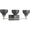 Progress Lighting Bramlett Collection 3-Light White Metal Shade Coastal Bath Vanity Light Polished Chrome, 8.38×24.25×24.25(Nickel)
