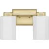 Progress Lighting Estrada 13.37 in. Two-Light Brushed Gold Vanity Light with Opal Glass Shade