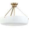 Progress Lighting Lieon Collection Three-Light Large Semi-Flush Convertible Light with White Glass Shade