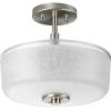 Progress P2851-09 Alexa – 10.875 Inch Height – Close-to-Ceiling Light – 2 Light – Bowl Shade – Line Voltage, Brushed Nickel Finish with White Linen Glass