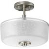 Progress P2851-09 Alexa – 10.875 Inch Height – Close-to-Ceiling Light – 2 Light – Bowl Shade – Line Voltage, Brushed Nickel Finish with White Linen Glass