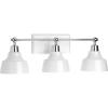 Progress Lighting Bramlett Collection 3-Light White Metal Shade Coastal Bath Vanity Light Polished Chrome, 8.38×24.25×24.25(Chrome)