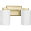 Progress Lighting Estrada 13.37 in. Two-Light Brushed Gold Vanity Light with Opal Glass Shade