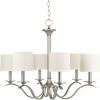 Progress Lighting Inspire Collection 6-Light White Linen Shade Traditional Chandelier Light Antique Bronze(Nickel)