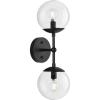 Progress Lighting P710114-31M Atwell Collection 6 in. Two-Light Matte Black Mid-Century Modern Wall Sconce with Clear Glass Shade(Brushed Bronze)