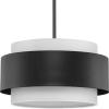 Progress Lighting Silva Collection Three-Light Matte Black White Linen Shade Pendant (P500399-31M)