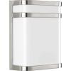 Progress Lighting Valera LED Collection 1-Light Matte White Acrylic Shade Modern Outdoor Medium Wall Lantern Light Brushed Nickel(Nickel)