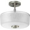 Progress P2851-09 Alexa – 10.875 Inch Height – Close-to-Ceiling Light – 2 Light – Bowl Shade – Line Voltage, Brushed Nickel Finish with White Linen Glass
